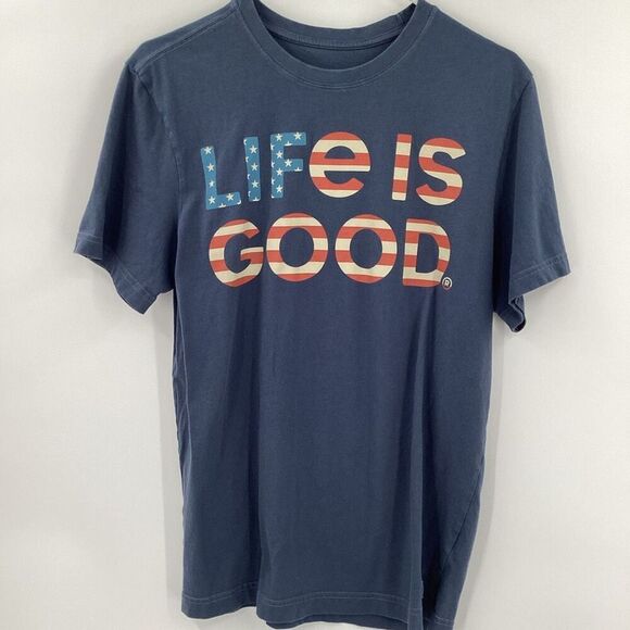 EUC Mens Life Is Good American Flag Short Sleeved T-shirt- Small - Picture 2 of 7
